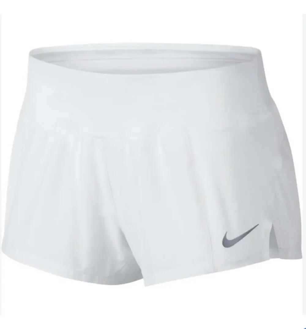 NIKE Shorts Women's Large White Lined Split Side Hidden Drawstring Mini Pocket